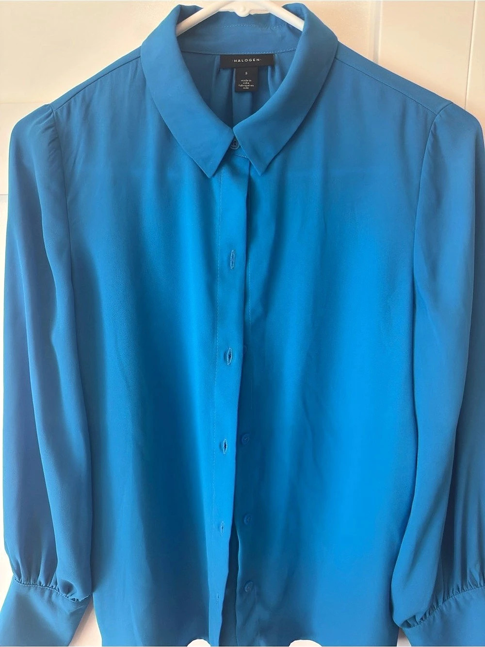 Halogen Button Down Blouse in Blue Size Small Like New